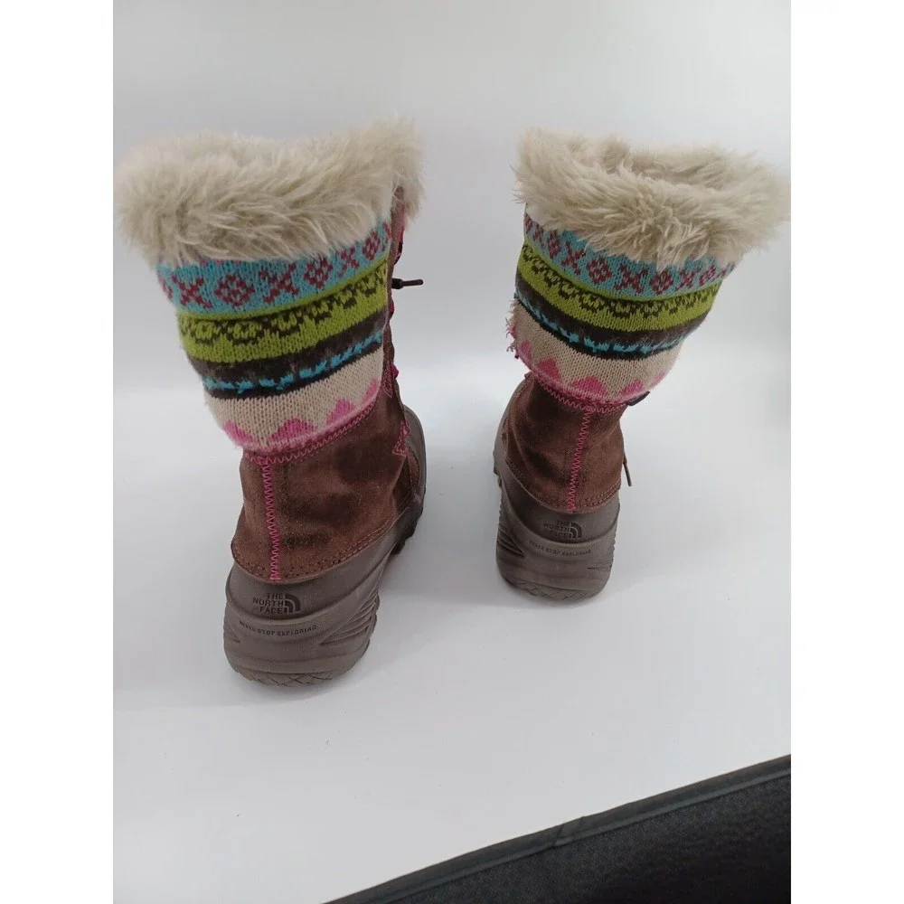 The North Face Winter Boots Girls 7 Shellista Lace Novelty2 Faux Fur Trim Nordic